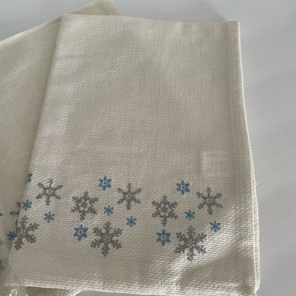 Department 56 Time to Celebrate 100% Cotton Towels (2)  Embroidered Snowflakes - Picture 3 of 10